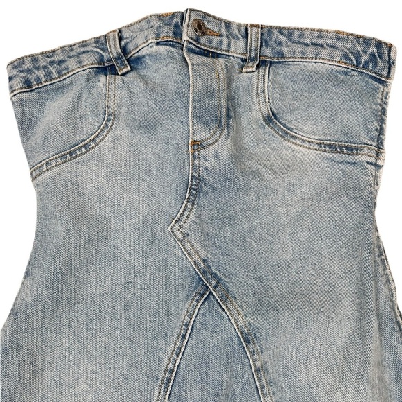 Zara strapless denim mini dress, XS, blue jean Cowgirl Festival Western Summer - Picture 5 of 8